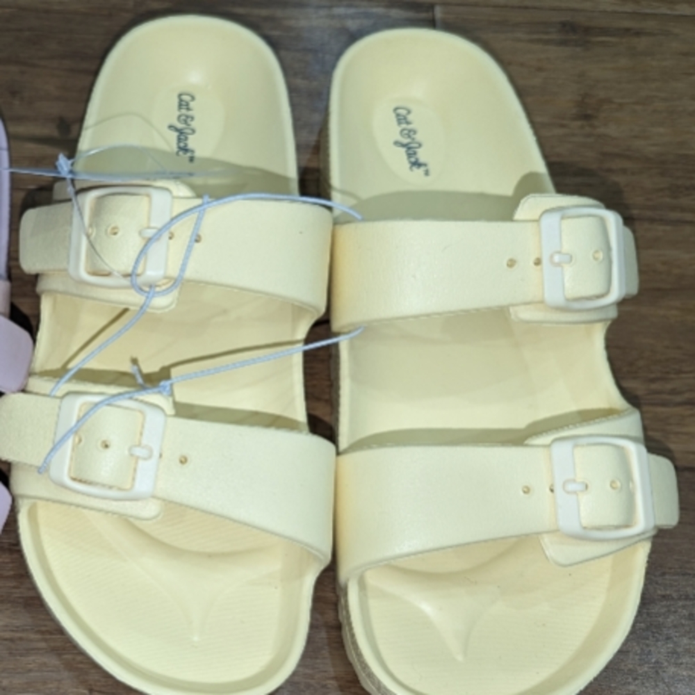 Yellow Cream Double Strap Cat & Jack Sandals, Brand New